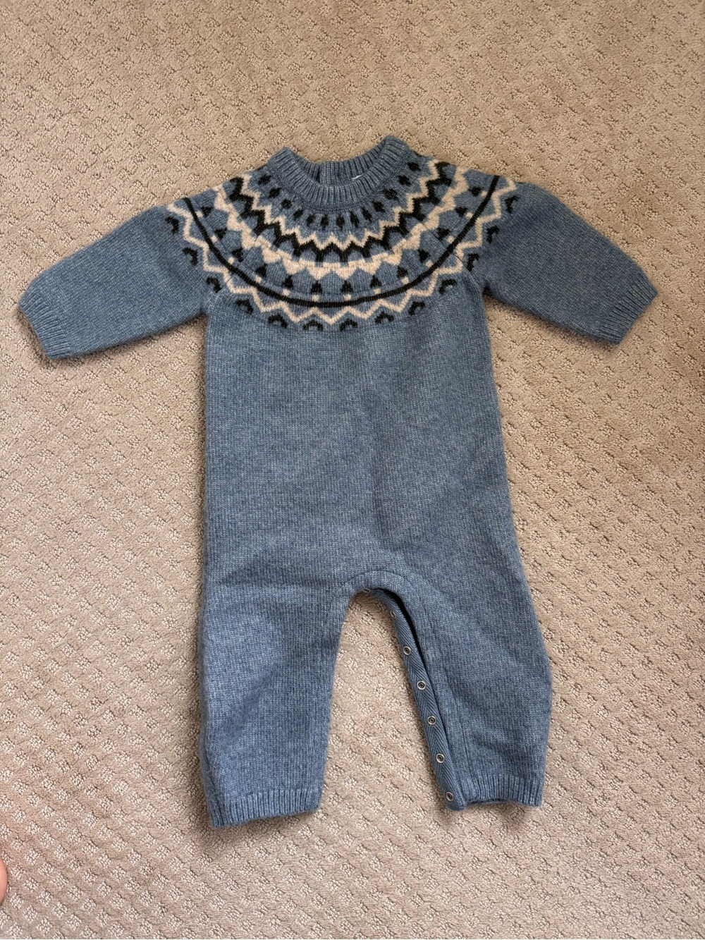 Hanna Andersson Blue Fair Isle Knit One-Piece